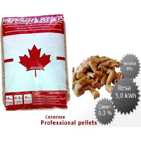 Professional Pellets in legno canadese in sacchetti da 15kg pallet 70 sacchi