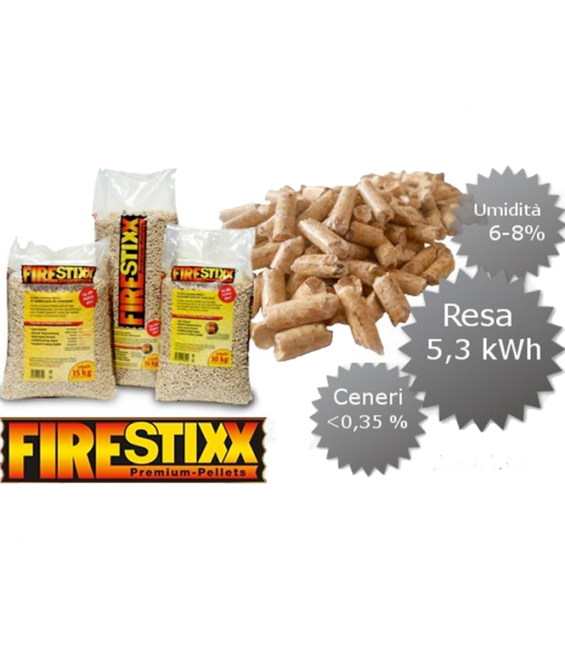 Pellet Premium Firestixx DINplus e ENplus A1 15 kg - immagine 4